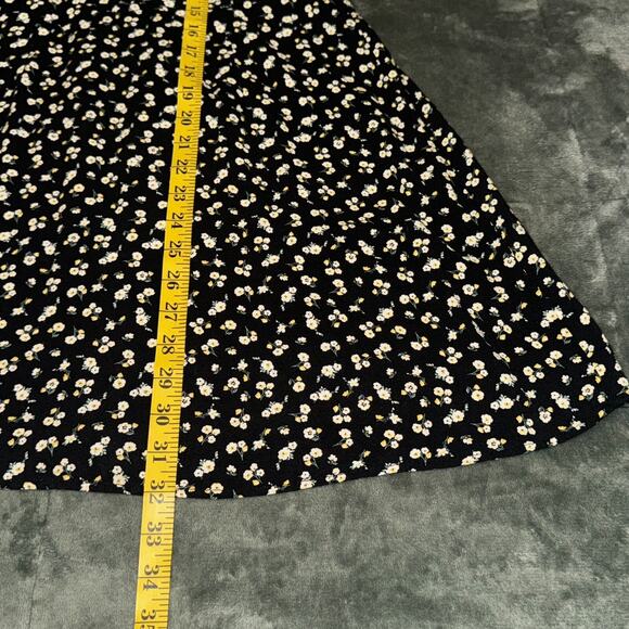 Y2K Trixxi Mini Women's Large Black Daisy Floral Milk Maid Dress Sleeveless - Picture 4 of 7